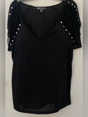 NEW MISS MAJESTY V-NECK TOP WITH GROMMET STUDS AND CUT DESIGN DETAIL